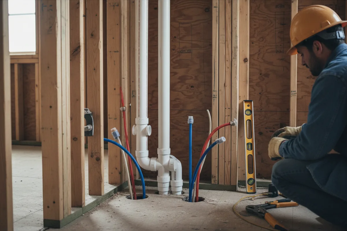 Drain and supply rough-in during Sump Pump Repair in Rancho Mirage