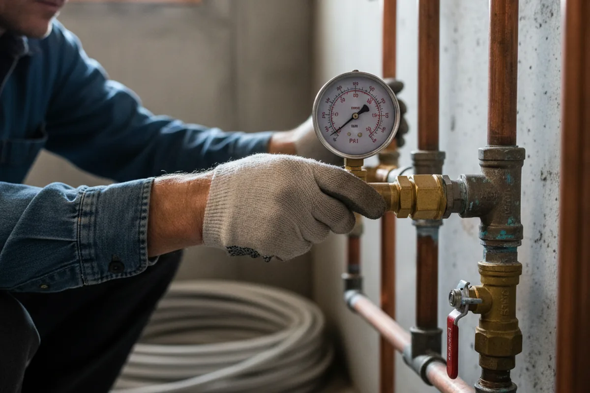 Pressure testing a repaired line during Water Line Repair in Rancho Mirage